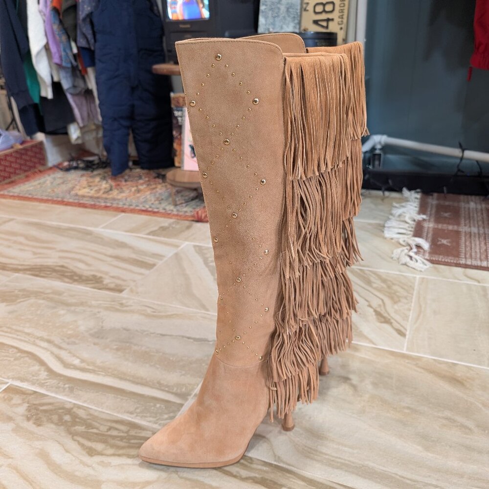 Vince Camuto Panaryaz Boots Suede Fringe Women's 7 Western Cowgirl Festival